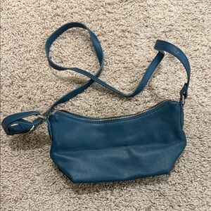 A New Day Elegant Blue Leather Crossbody Bag